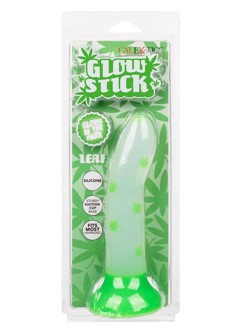 Consolador de silicona Glow Stick Leaf que brilla en la oscuridad con base de succión - Verde