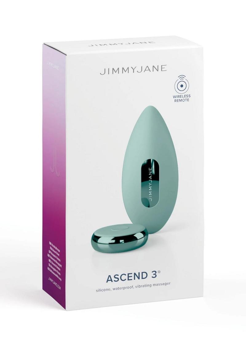 Masajeador vibratorio de silicona JimmyJane Ascend 3 con control remoto - Verde azulado
