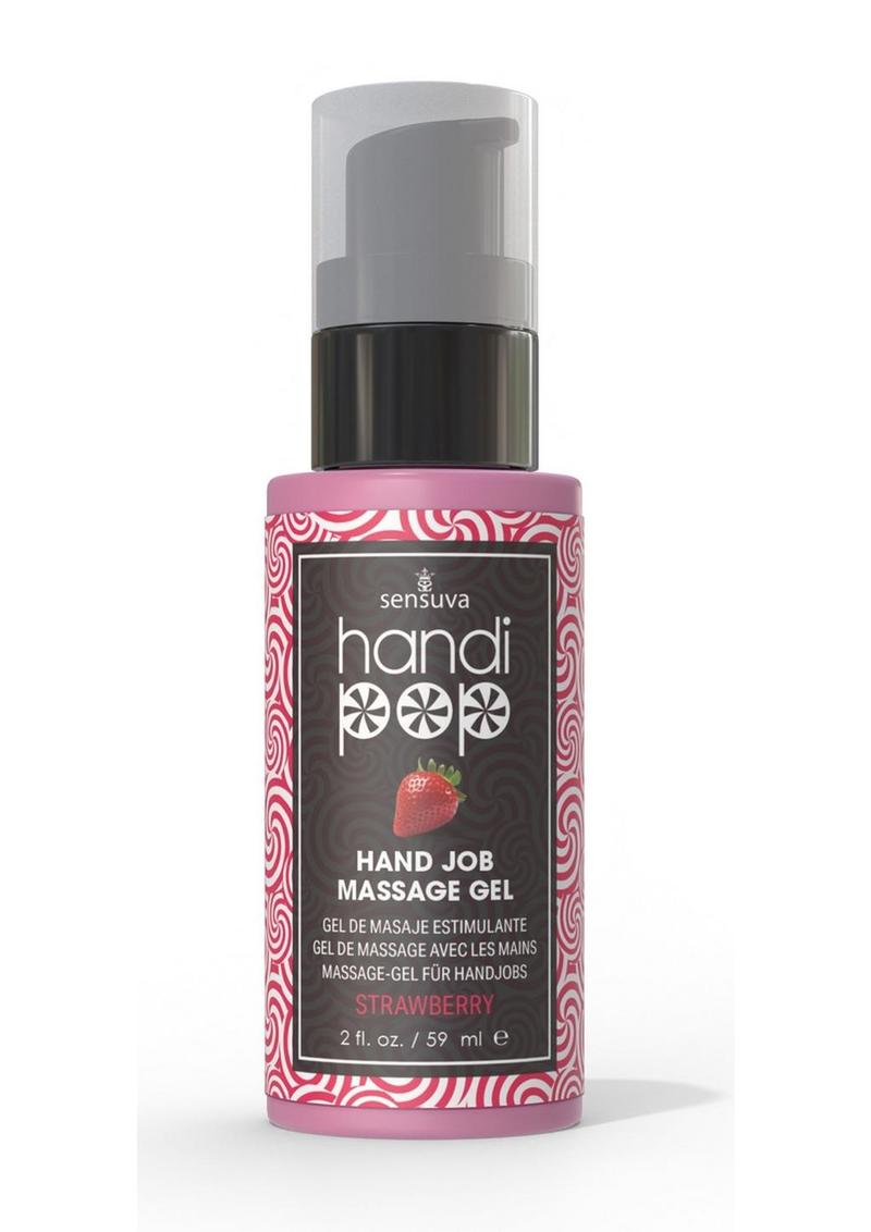 Gel de masaje comestible HandiPop para masturbación manual, fresa, 2 oz