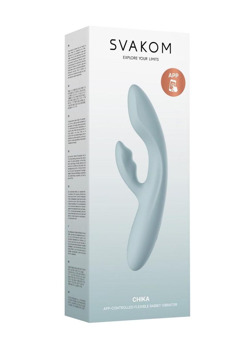 Vibrador de conejo recargable de silicona Svakom Chika con control por aplicación - Gris