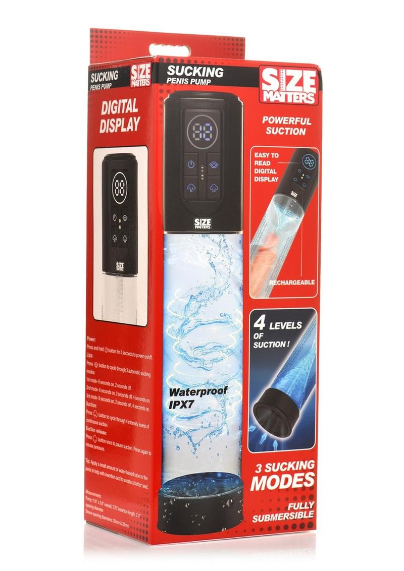 Bomba de pene recargable de silicona Size Matters - Negro/Transparente