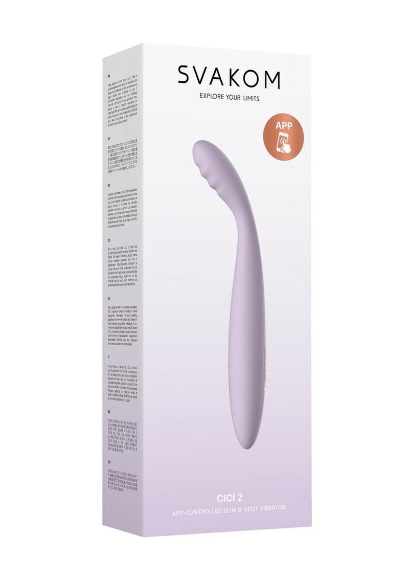 Vibrador de punto G Svakom CICI 2 de silicona recargable con control por aplicación - Lavanda