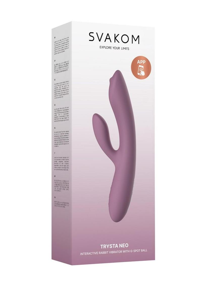 Vibrador de conejo de silicona recargable Svakom Trysta Neo con control por aplicación - Lavanda