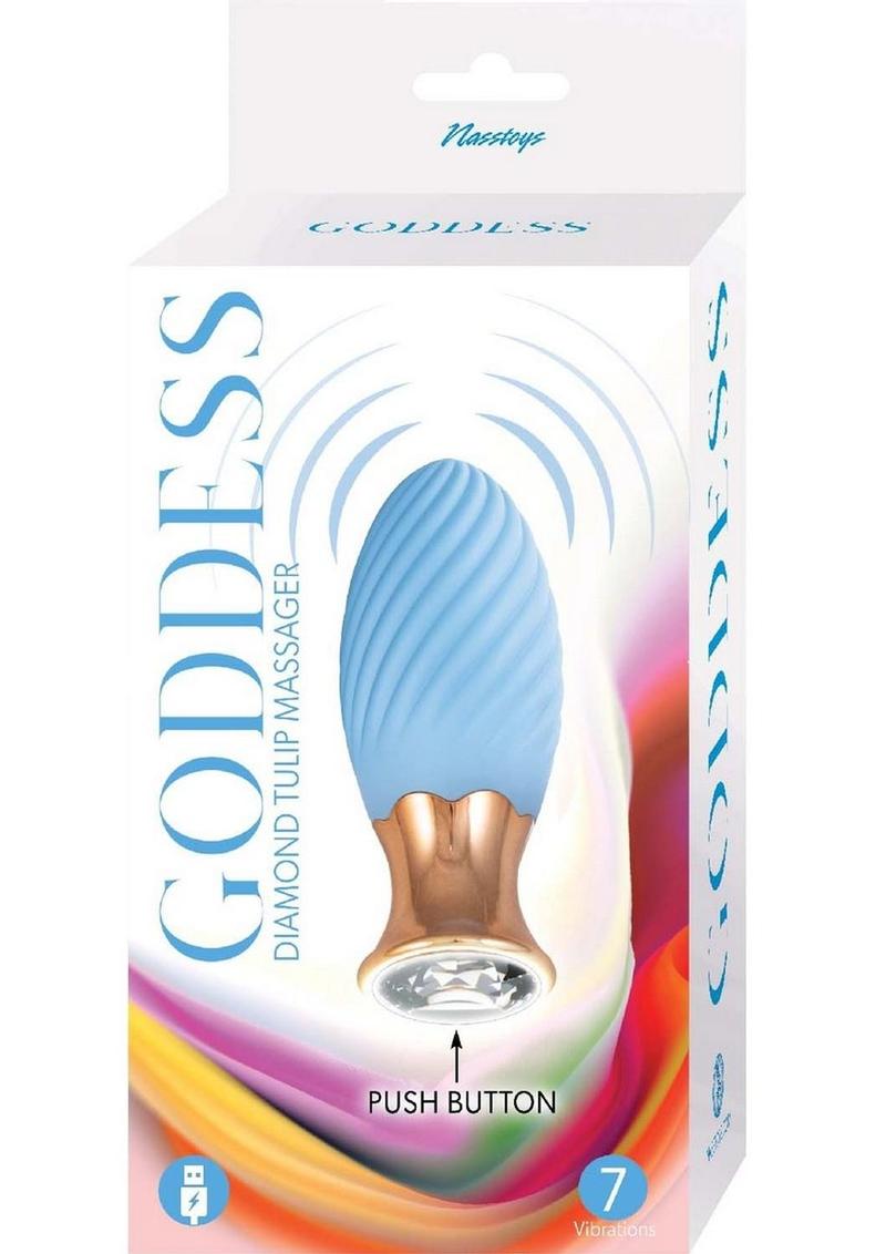 Masajeador de silicona recargable Goddess Diamond Tulip - Azul