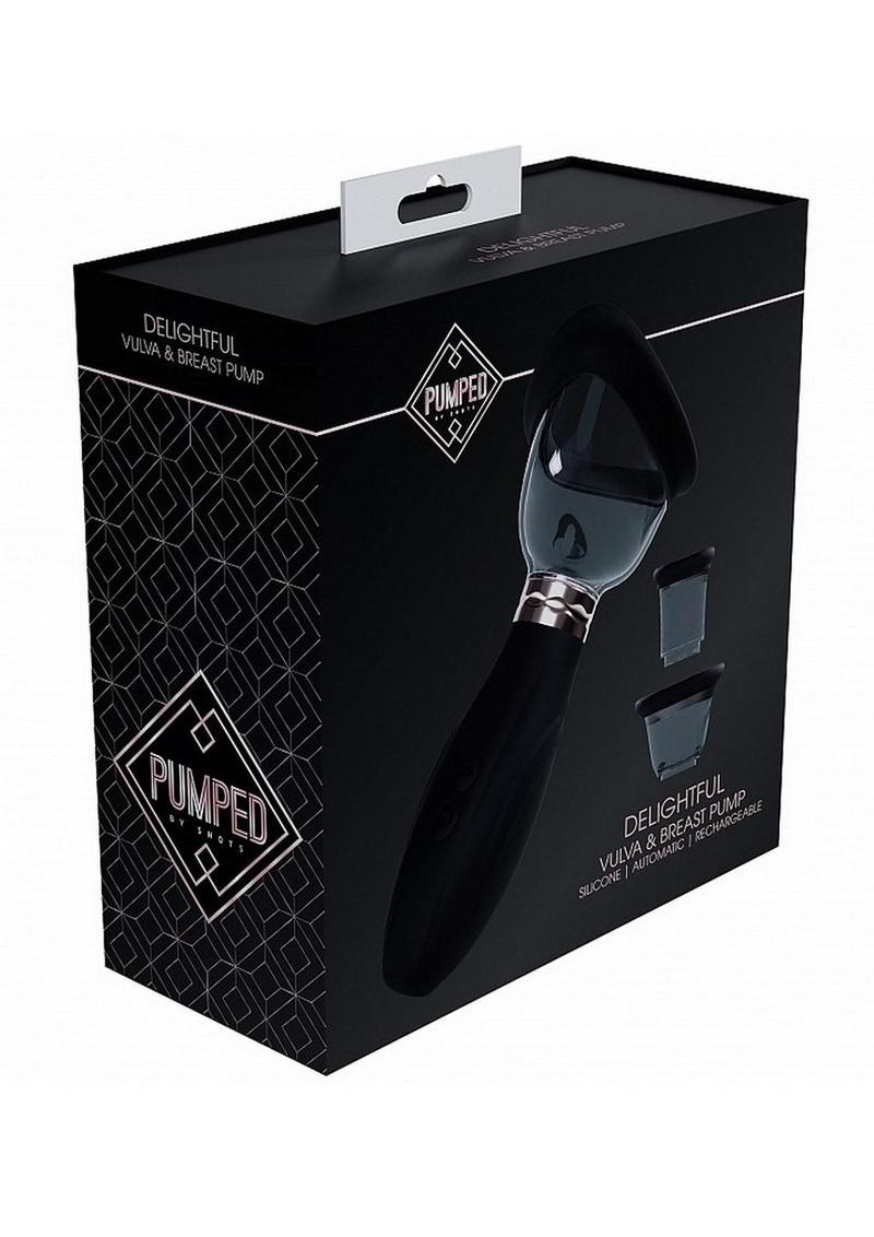 Extractor de leche y clítoris automático, recargable, de silicona, de 5 velocidades, Pumped Delightful - Negro