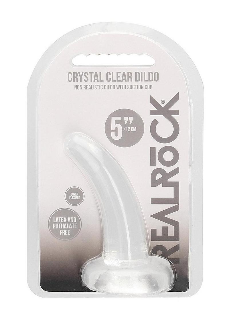 Consolador RealRock Crystal Clear no realista con ventosa de 12 cm - Transparente