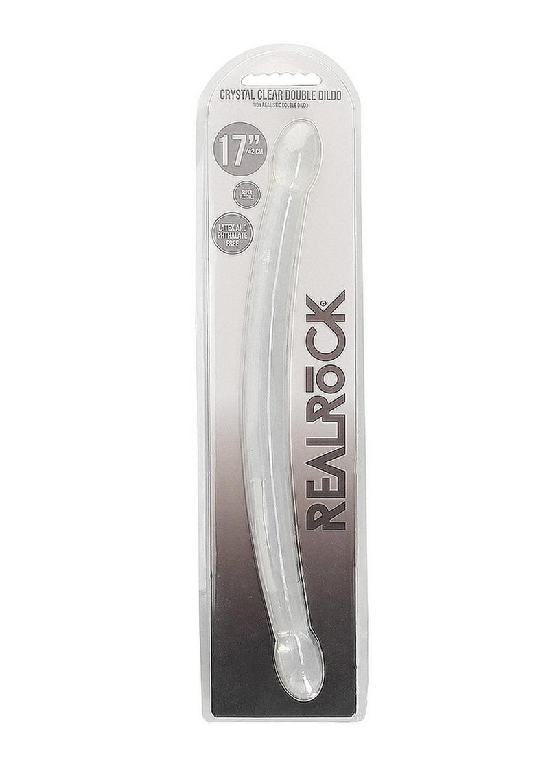 Consolador doble no realista RealRock Crystal Clear de 17 pulgadas - Transparente