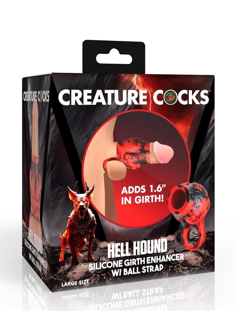 Funda de silicona para pene Creature Cocks Hell Hound - Grande - Rojo/Negro