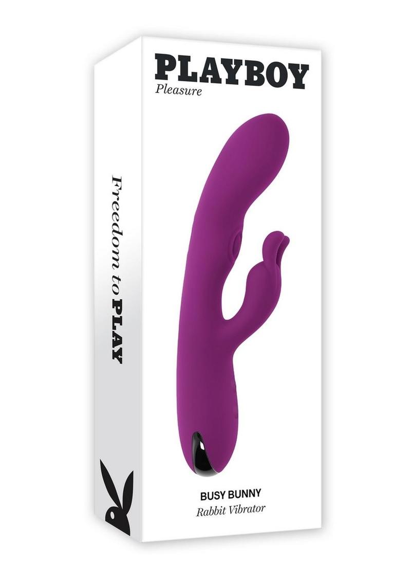 Vibrador de conejo de silicona recargable Playboy Busy Bunny - Morado