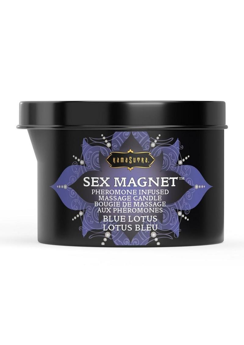 Vela de loto azul con imán sexual Kama Sutra con pico vertedor, 6 oz.