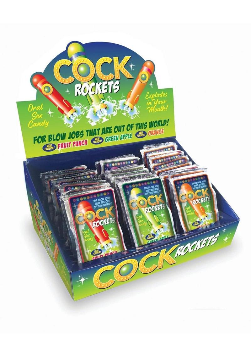 Caramelos para sexo oral Cock Rockets (36 por expositor) - Ponche de frutas, manzana verde, naranja