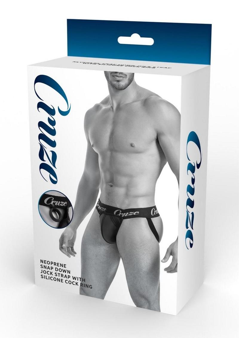 Suspensorio de barra alta Cruze con anillo para el pene - Pequeño/Mediano - Negro