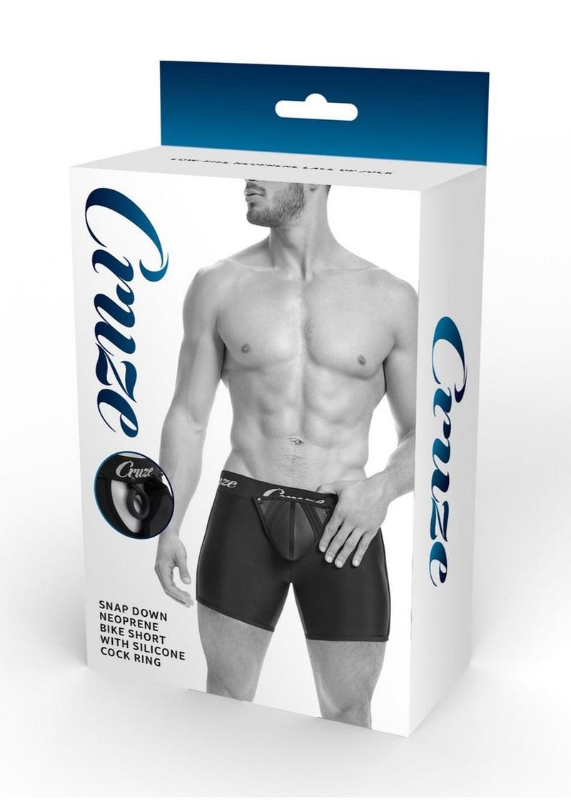 Bóxer Cruze con cremallera y anillo para el pene (talla pequeña/mediana), color negro