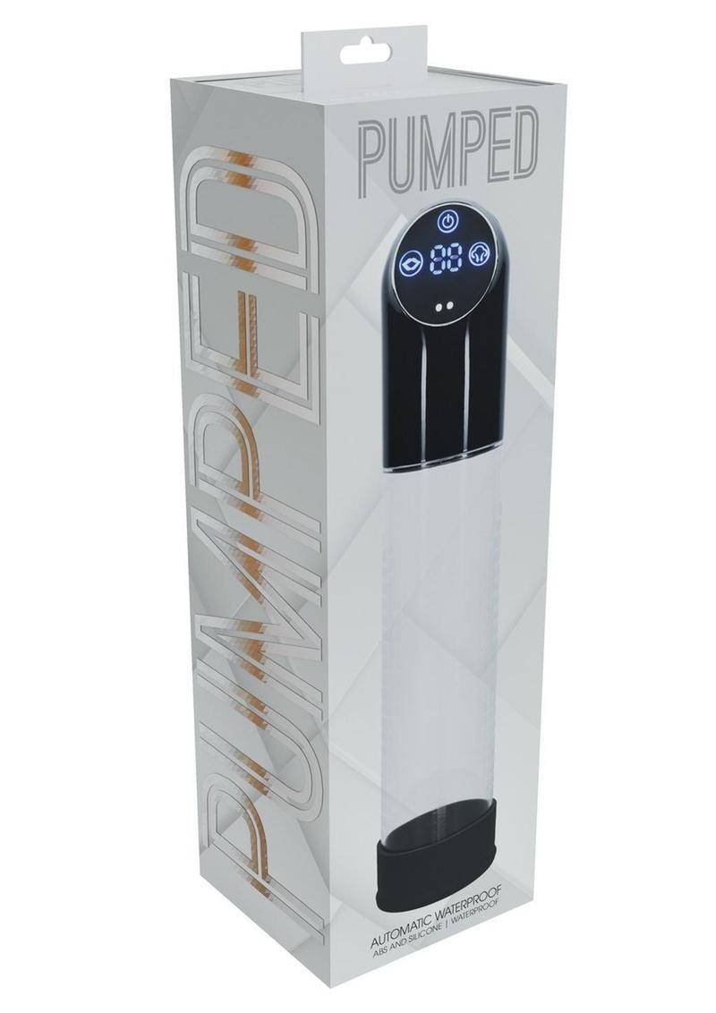 Bomba de pene de silicona recargable, automática, impermeable y con bombeo - Negra
