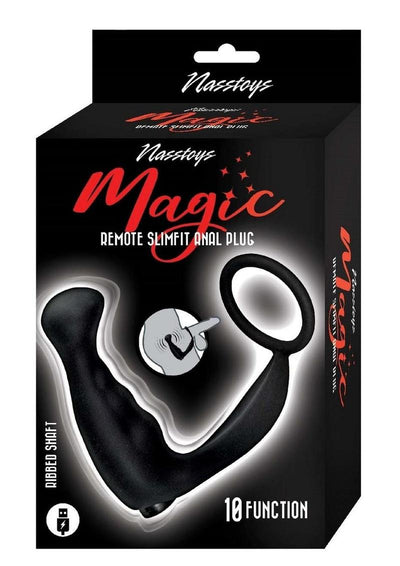 Magic Slimfit Rechargeable Silicone Anal Plug with Remote Control - Black