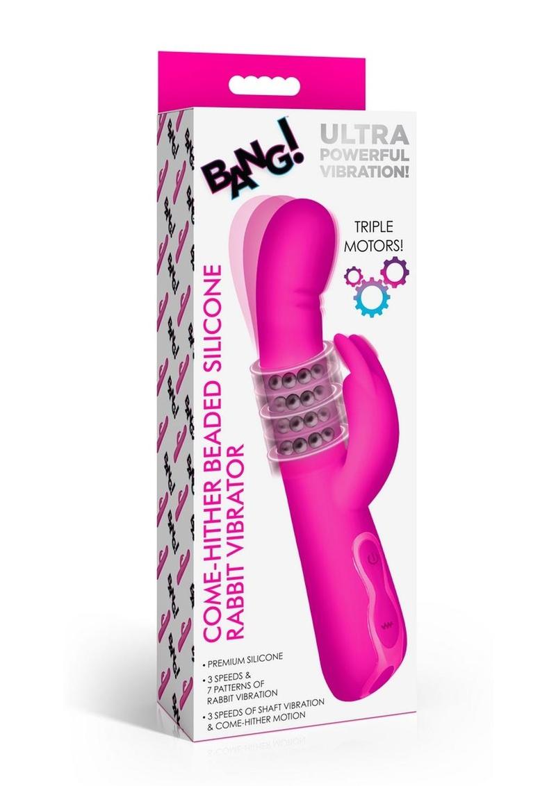 ¡Bang! Come Hither - Vibrador de silicona recargable con cuentas - Rosa