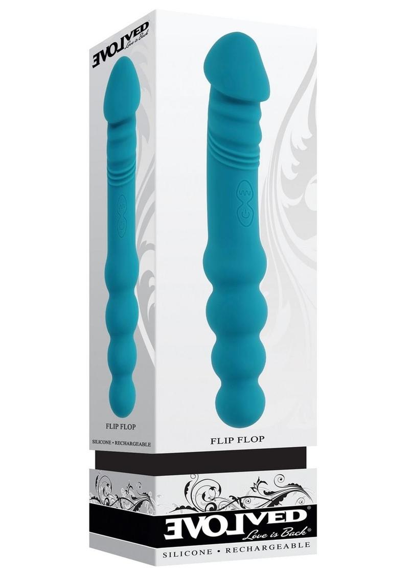 Vibrador de silicona recargable Flip Flop de doble extremo - Azul