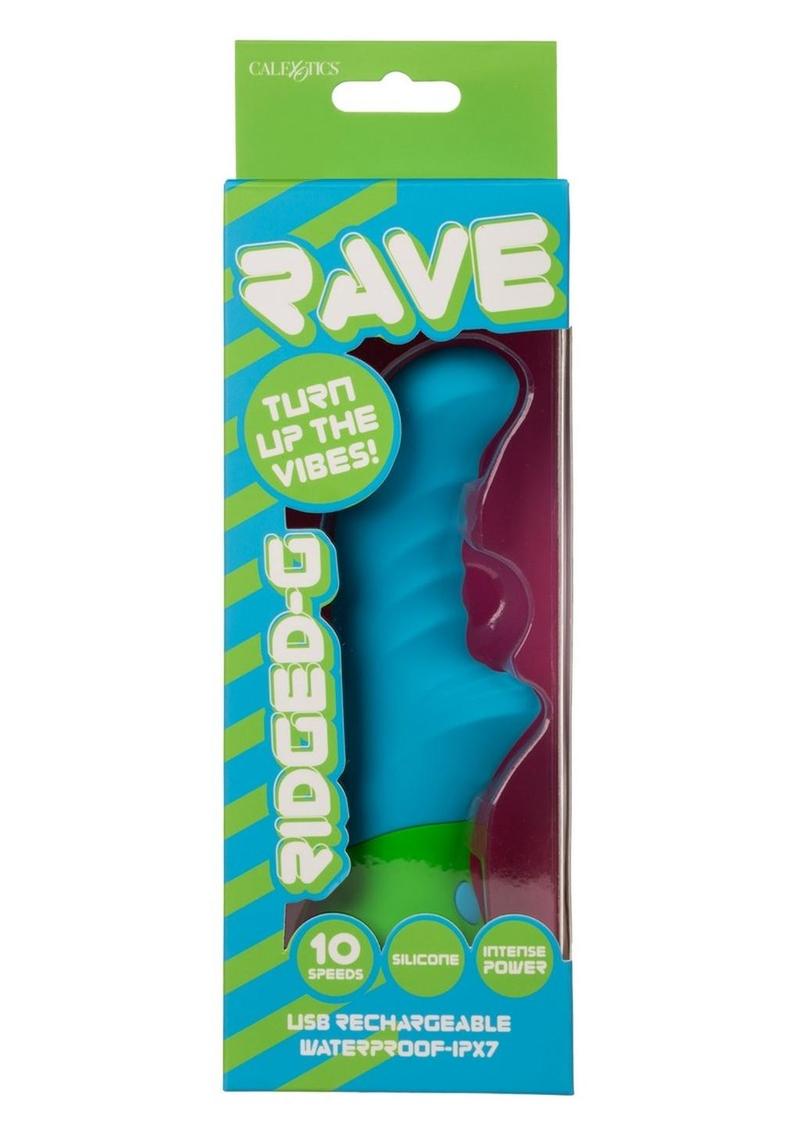 Vibrador de punto G de silicona recargable Rave Ridged-G - Azul/Verde
