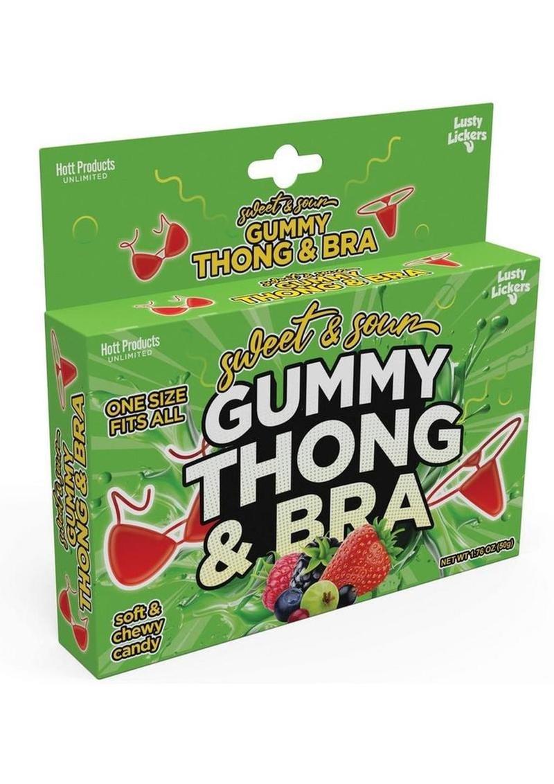 Tanga y sujetador de gomitas agridulces - Rojo