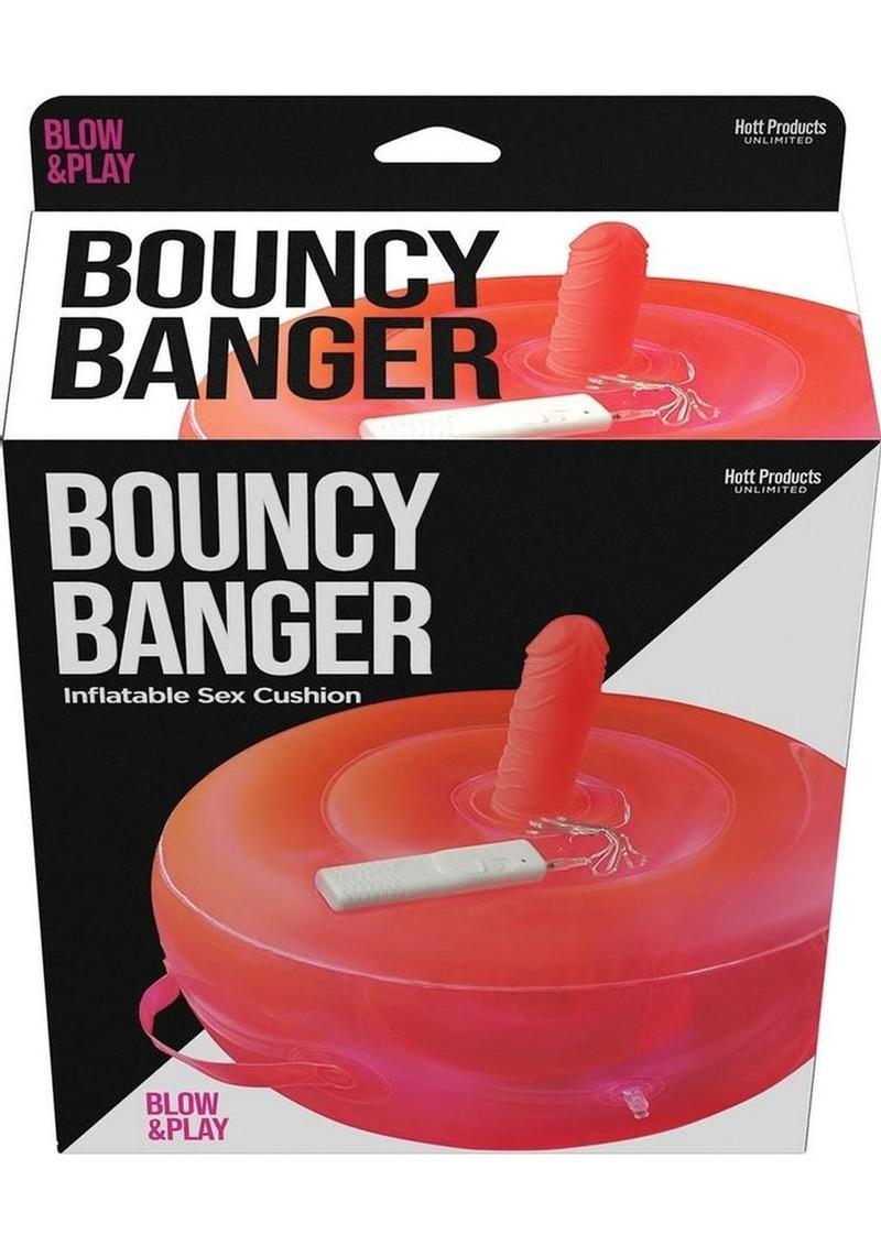 Consolador inflable Bouncy Banger de silicona con control remoto y vibración - Rojo