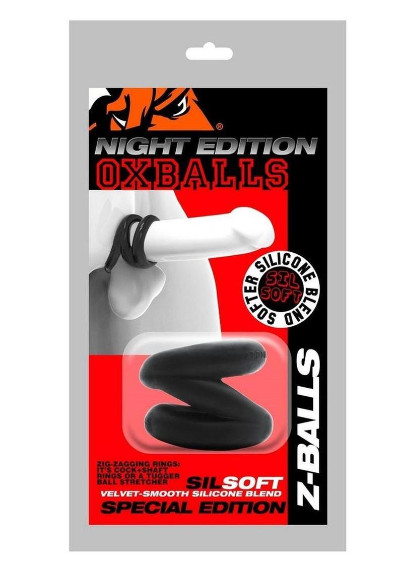 Anillo para pene y extensor de testículos Oxballs Atomic Jock Z-Balls Edición Nocturna - Negro