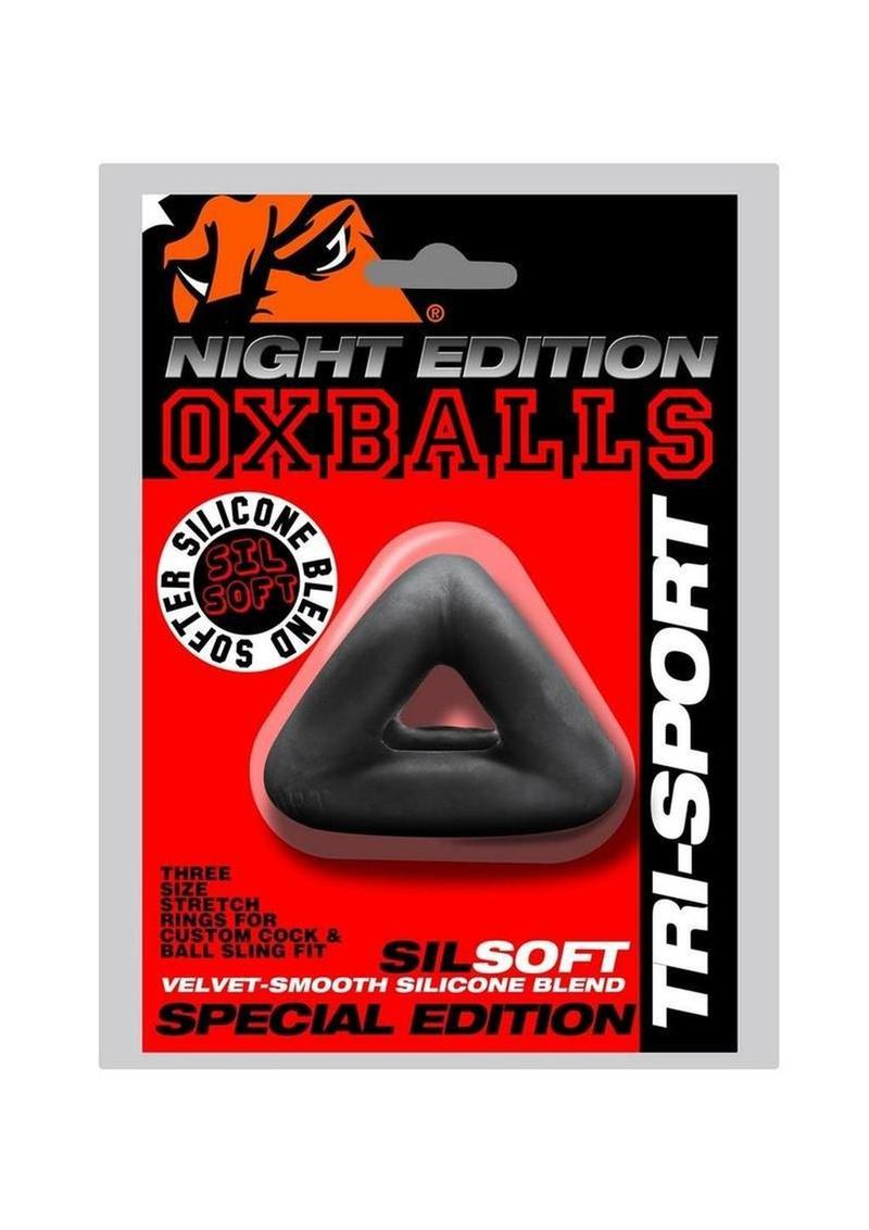 Oxballs Tri-Sport - Arnés para pene de 3 anillos (edición nocturna, negro)