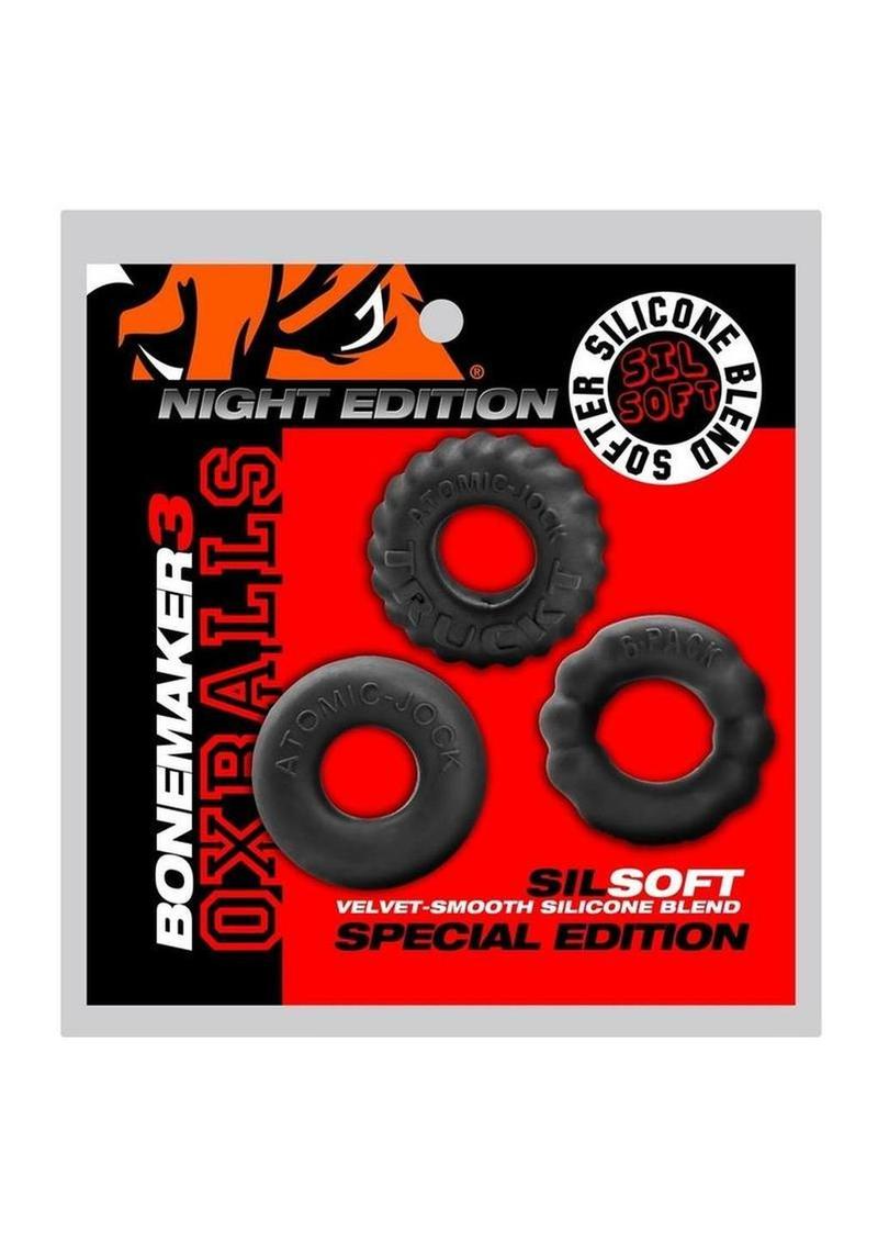 Anillos para el pene Bonemaker Night Edition (paquete de 3) - Negro