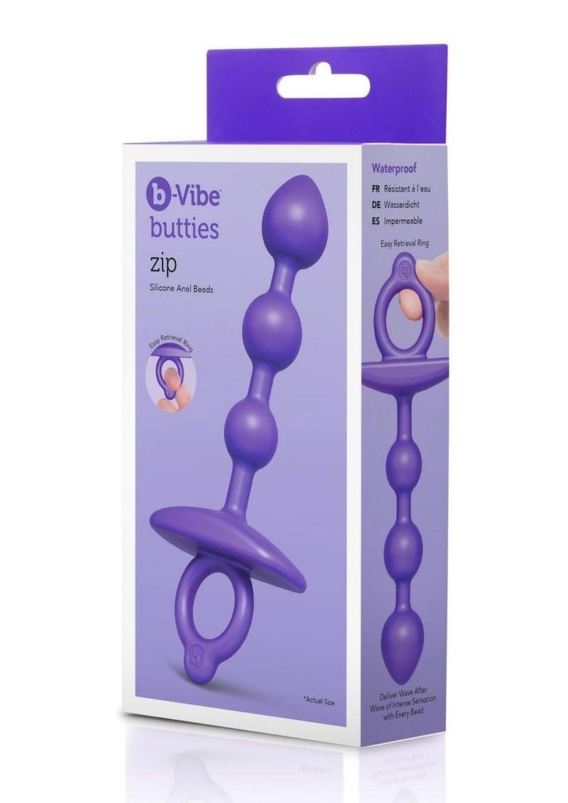 B-Vibe Butties Zip - Bolas anales de silicona - Moradas