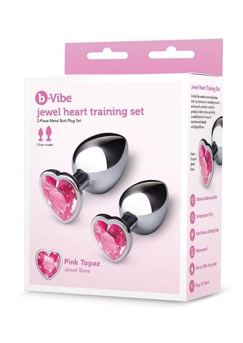 Juego de entrenamiento con tapón anal de metal B-Vibe Jewel (2 piezas) - Rosa/Plateado