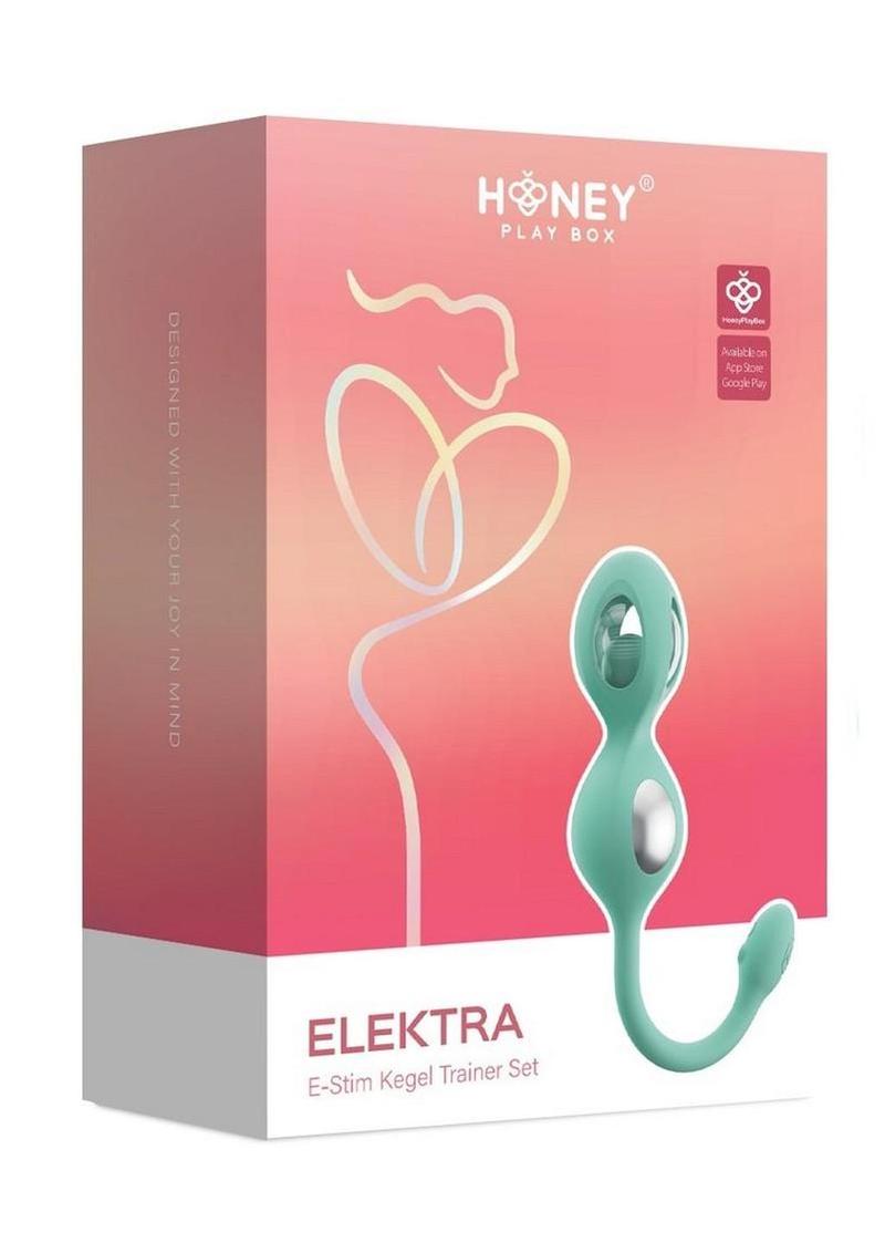 Set de entrenamiento de Kegel con electroestimulación y control por aplicación Elektra (5 piezas) - Aguamarina/Plateado