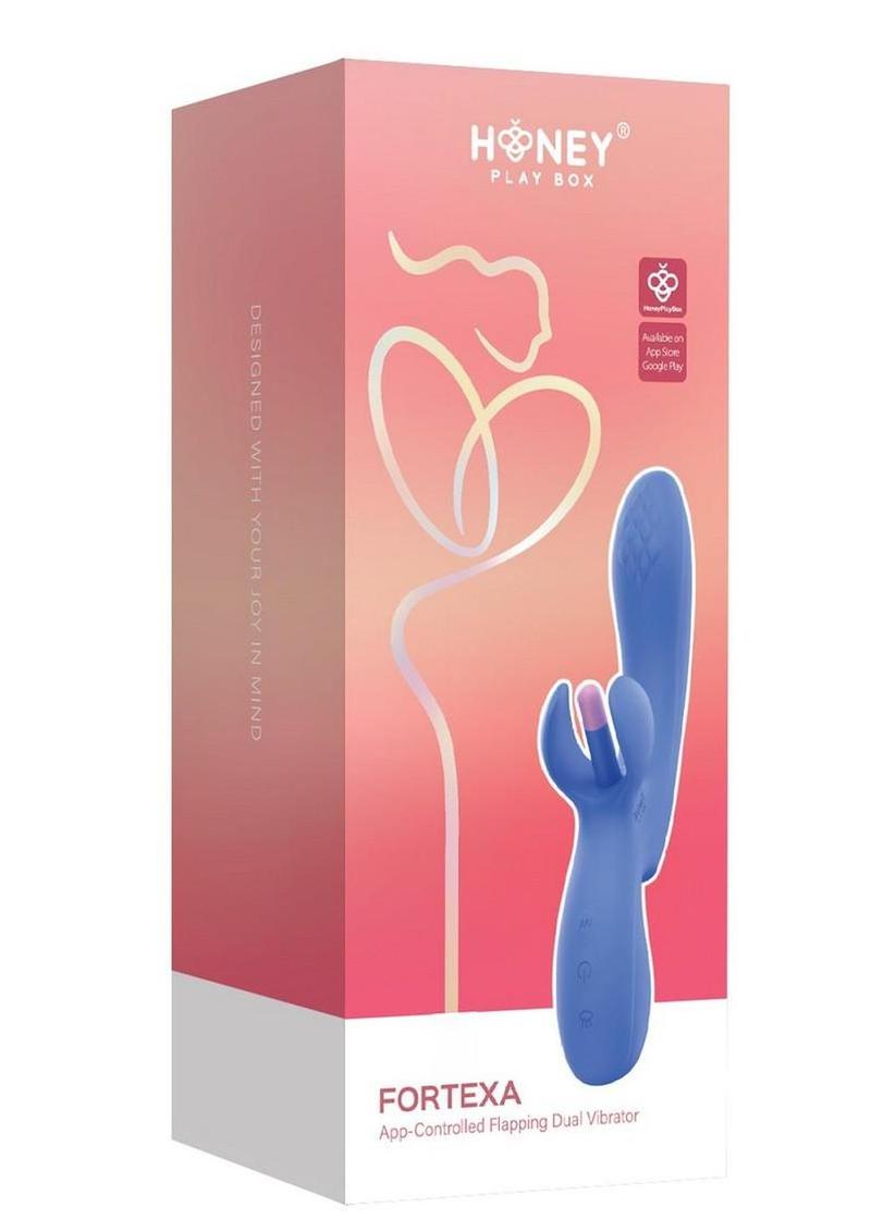 Vibrador de silicona recargable Fortexa Kinky Finger Flapping para clítoris y punto G con control por app - Azul/Rosa