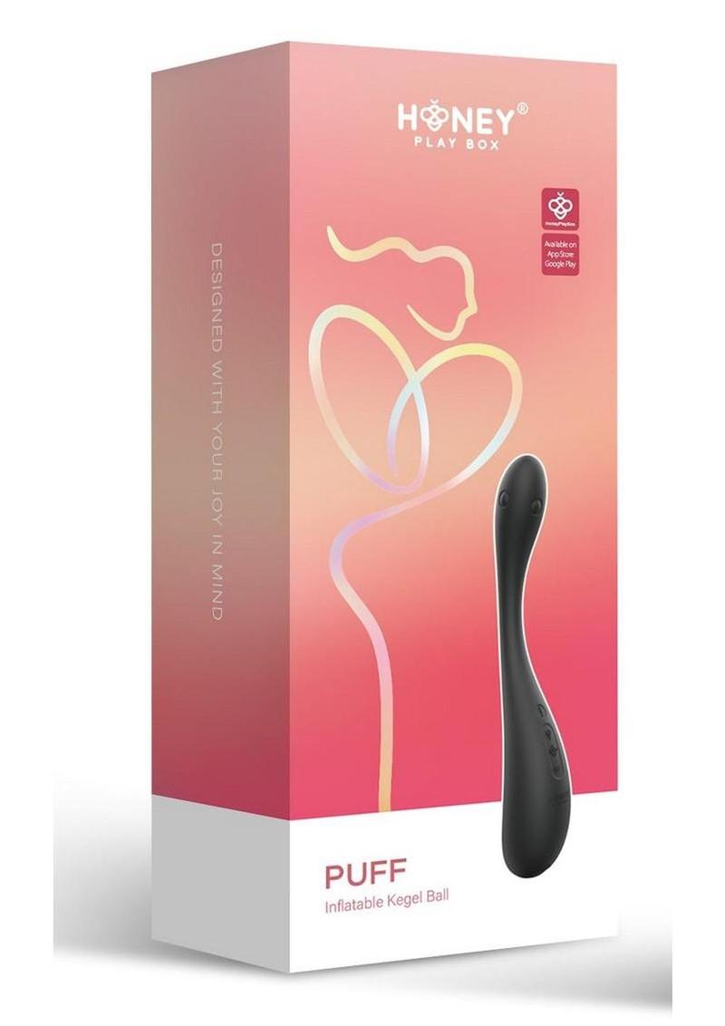 Bola de Kegel de silicona recargable e inflable con control por aplicación Puff - Negra