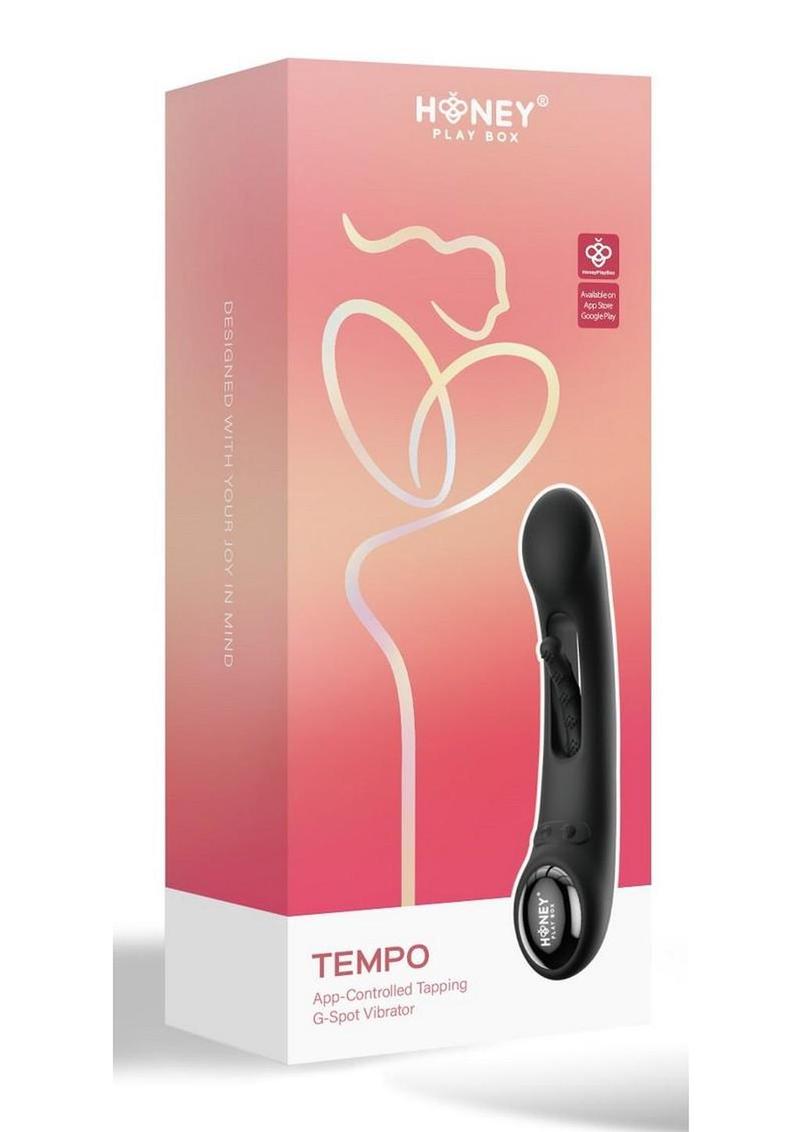 Vibrador de punto G de silicona recargable con sensor de presión Tempo, controlado por app, con toques sensuales - Negro