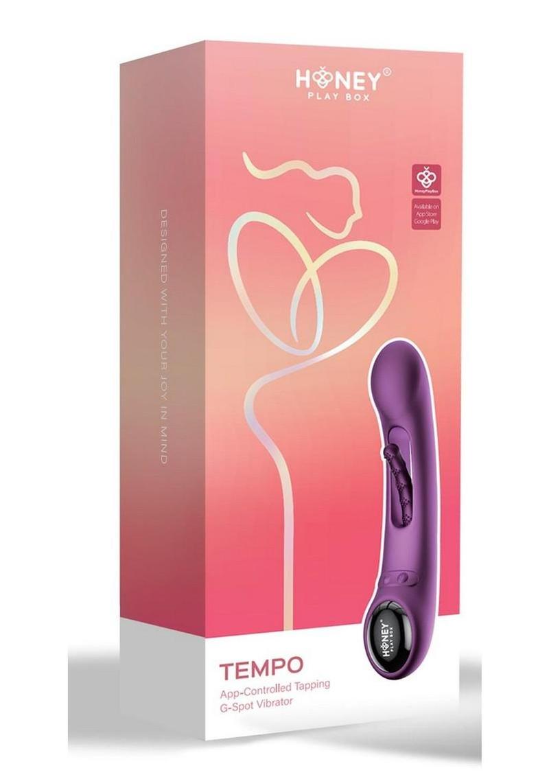 Vibrador de punto G de silicona recargable con sensor de presión Tempo, controlado por app, con toques sensuales - Morado/Negro
