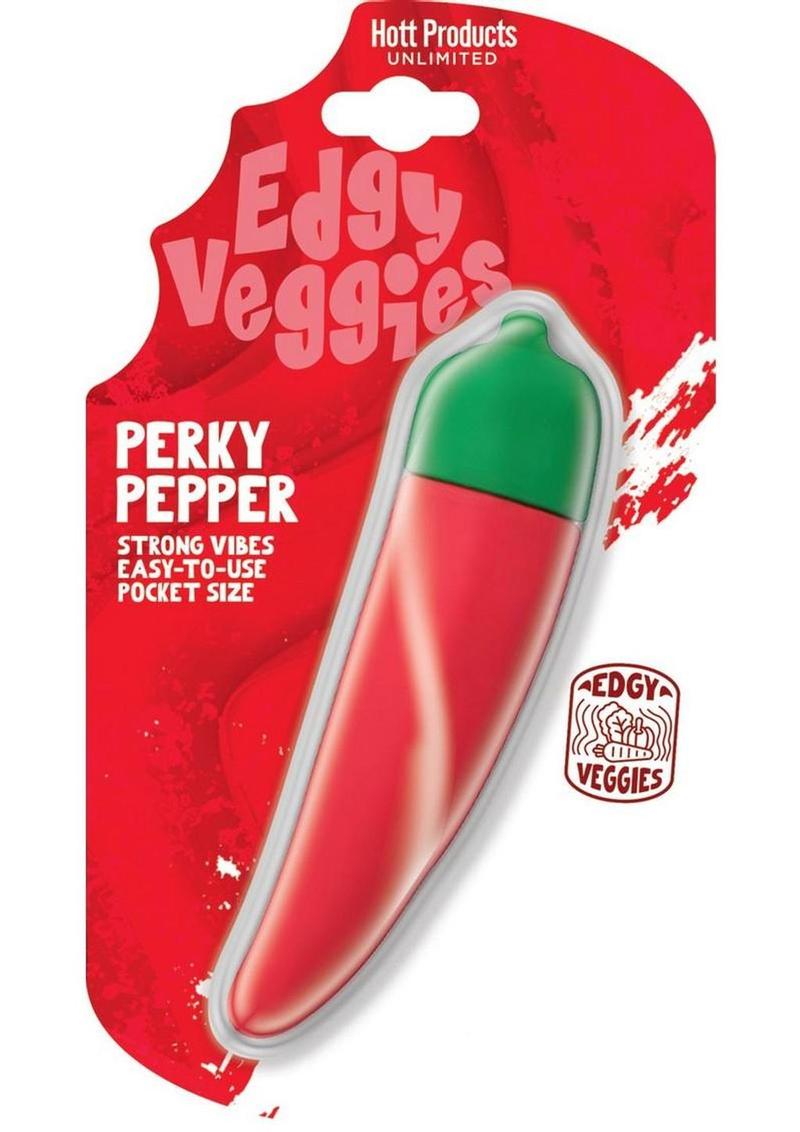 Vibrador de silicona recargable Edgy Veggies Perky Pepper - Rojo/Verde