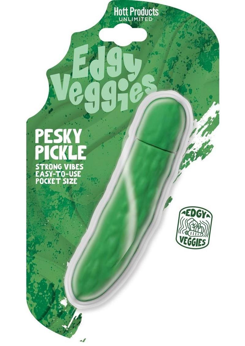 Vibrador recargable de silicona Edgy Veggies Pesky Pickle - Verde