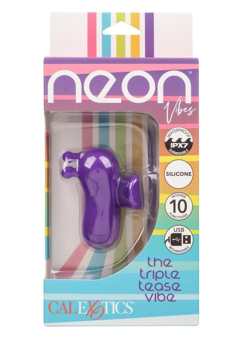Vibrador de silicona recargable Neon Vibes The Triple Tease - Morado
