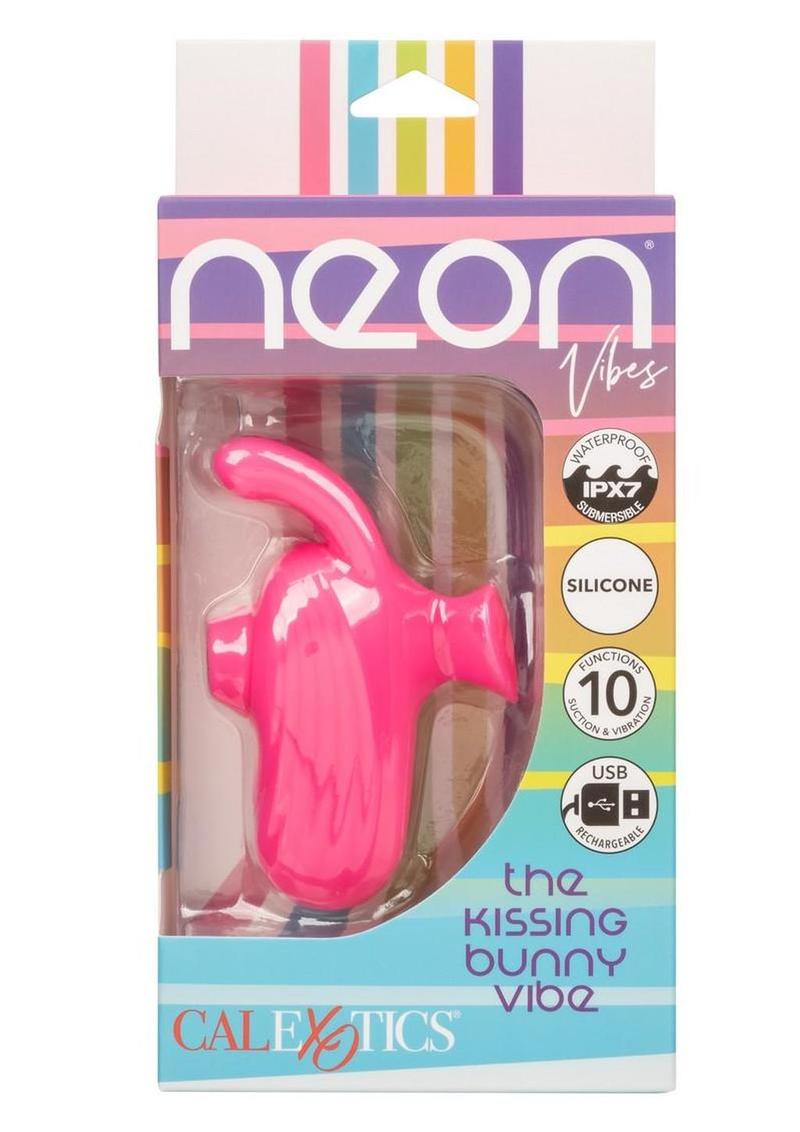 Vibrador recargable de silicona Neon Vibes Kissing Bunny - Rosa