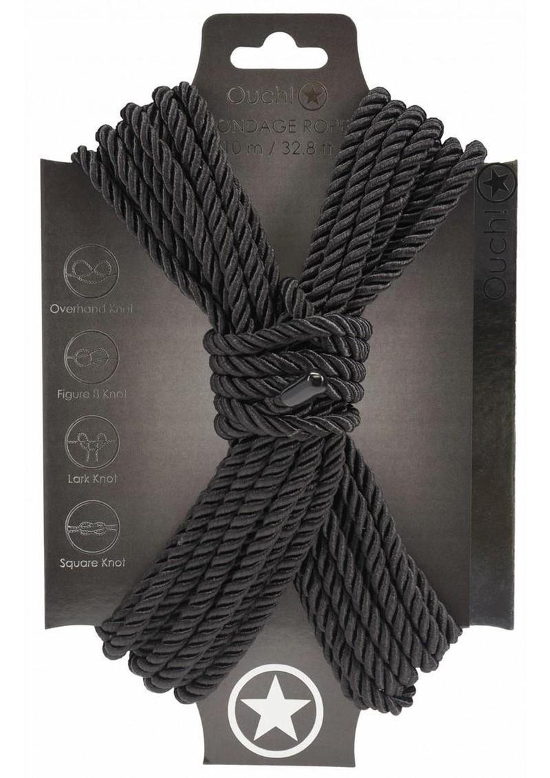 Cuerda de bondage Ouch de nailon de 10 metros, color negro