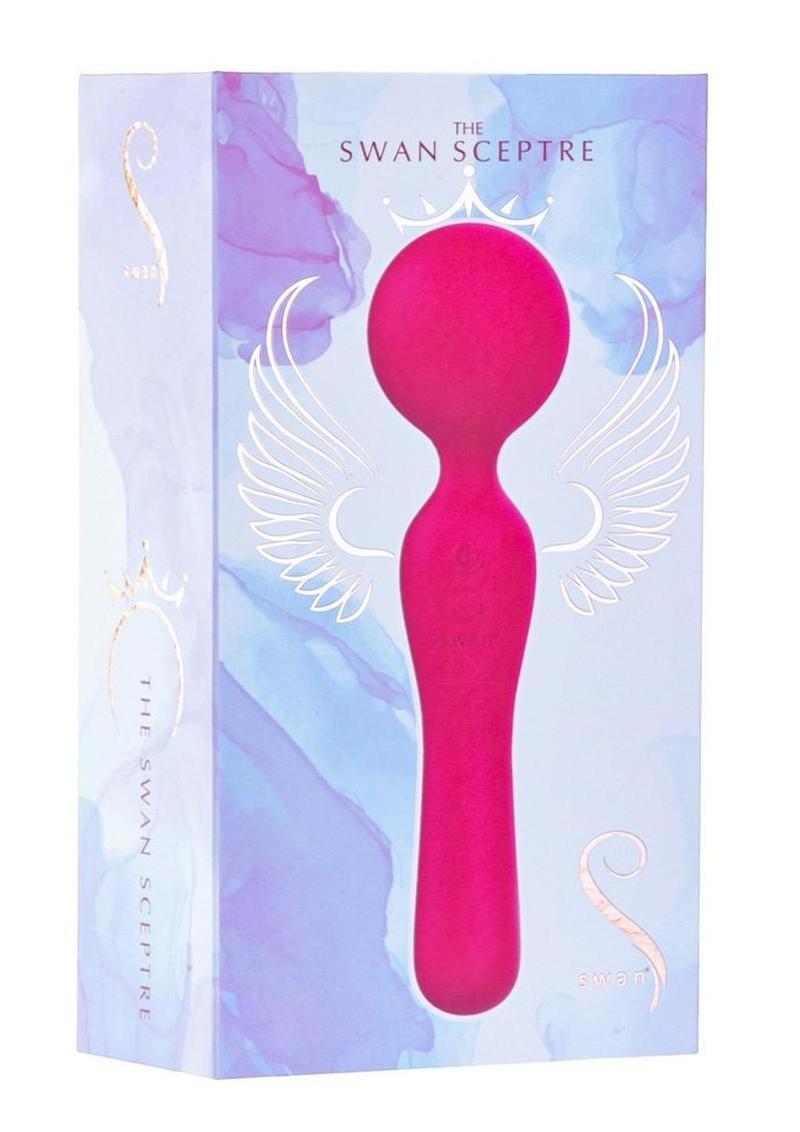 Masajeador de varita de silicona recargable Swan The Swan Sceptre de doble extremo - Magenta