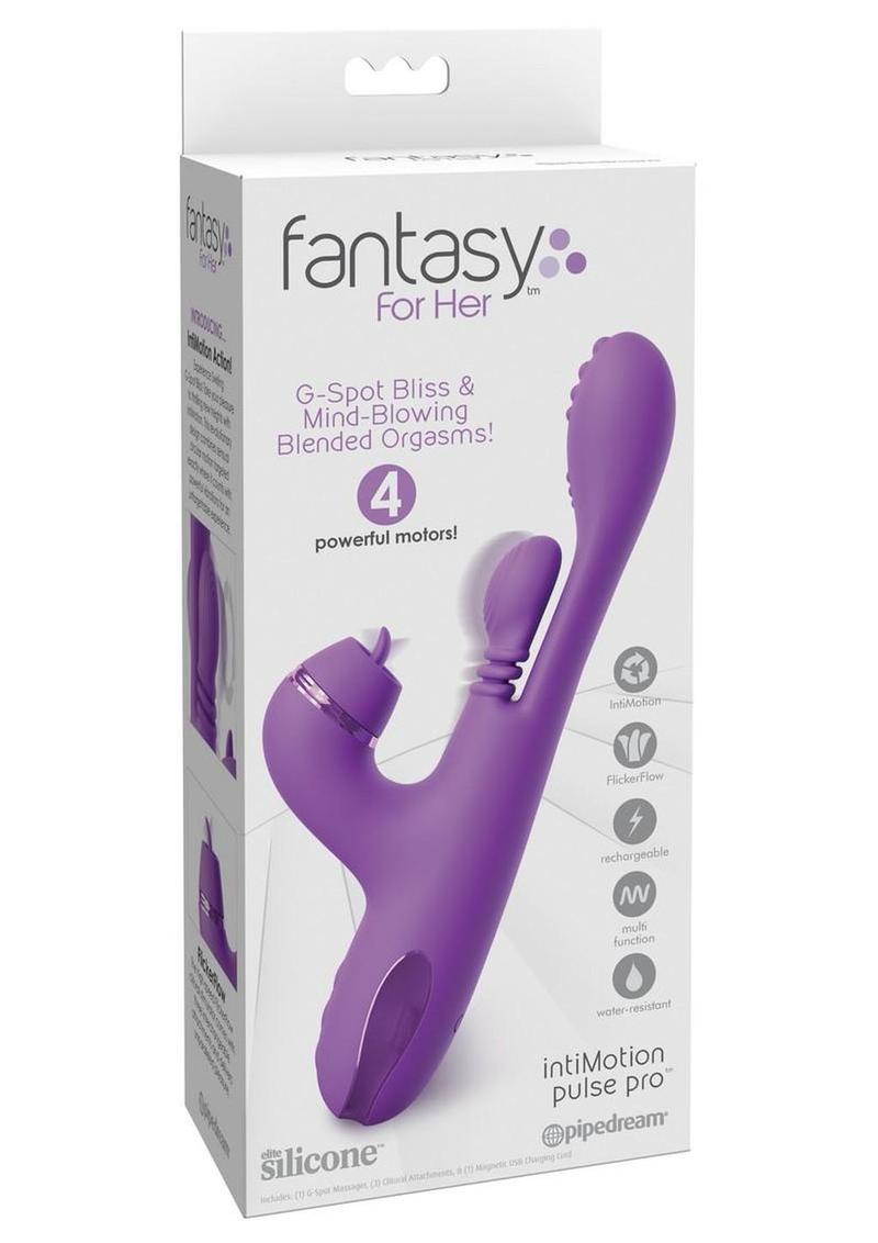 Vibrador de silicona recargable Fantasy for Her IntiMotion Pulse Pro con estimulador de clítoris - Morado