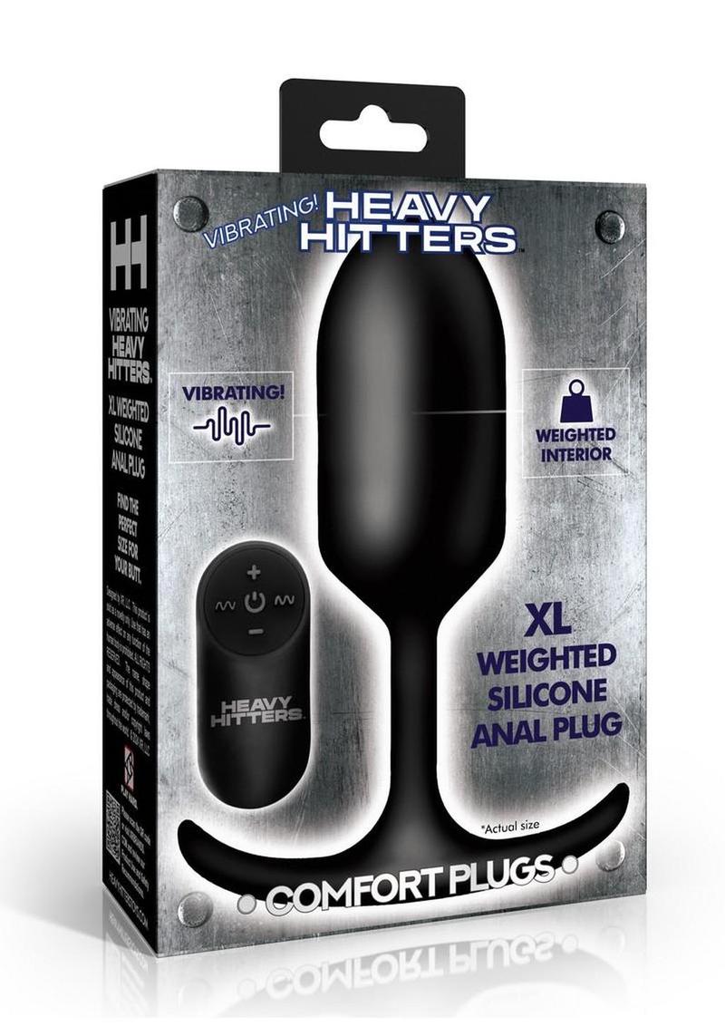 Tapón anal de silicona con peso y vibración Heavy Hitters - Extra grande - Negro