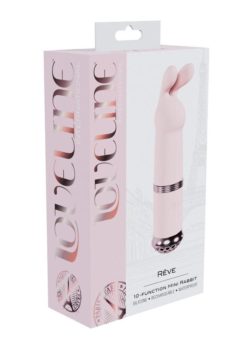 Mini conejo de silicona recargable Loveline Reve de 10 funciones - Rosa