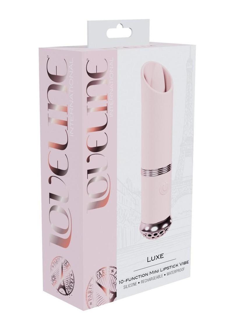 Mini vibrador labial LoveLine Luxe de silicona recargable con 10 funciones - Rosa