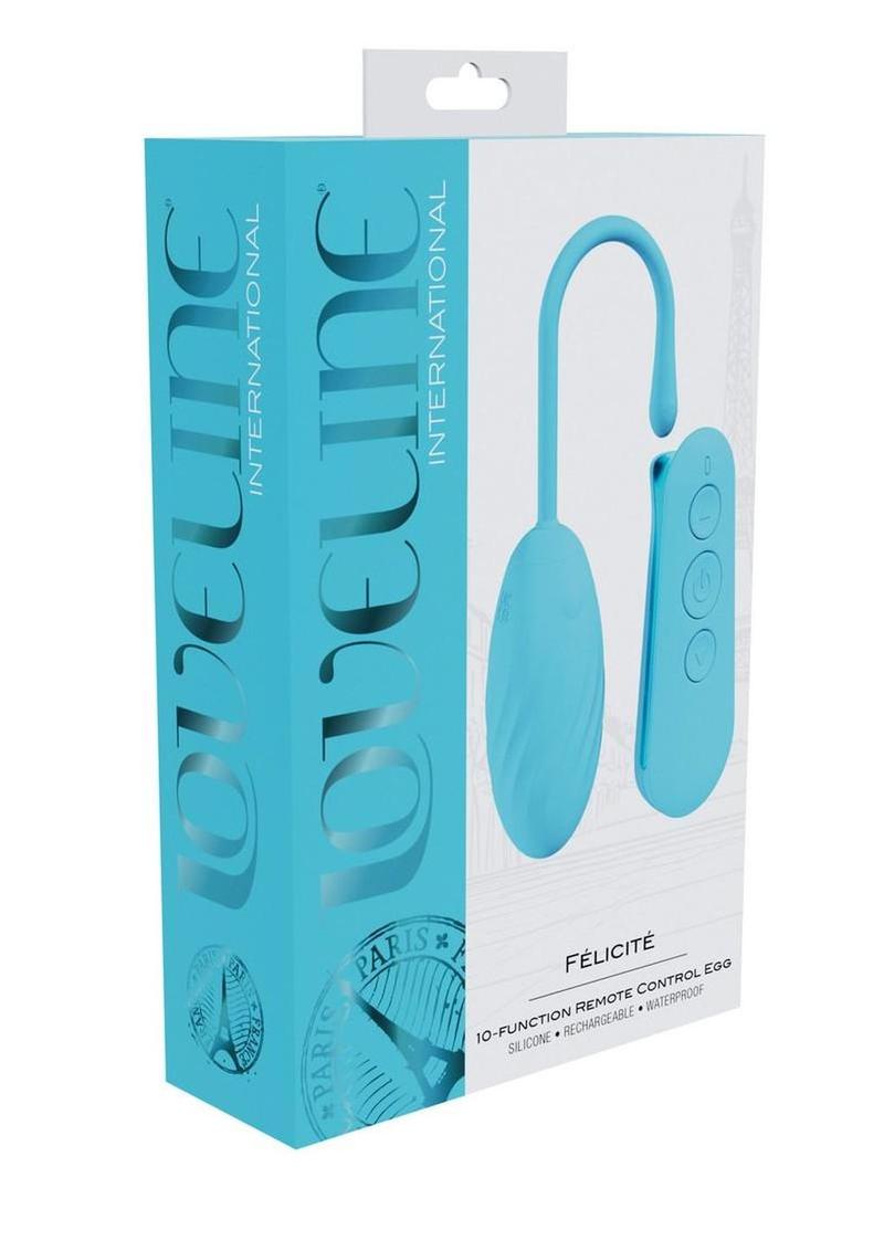 Huevo vibrador recargable de silicona Loveline Felicite con 10 funciones - Azul