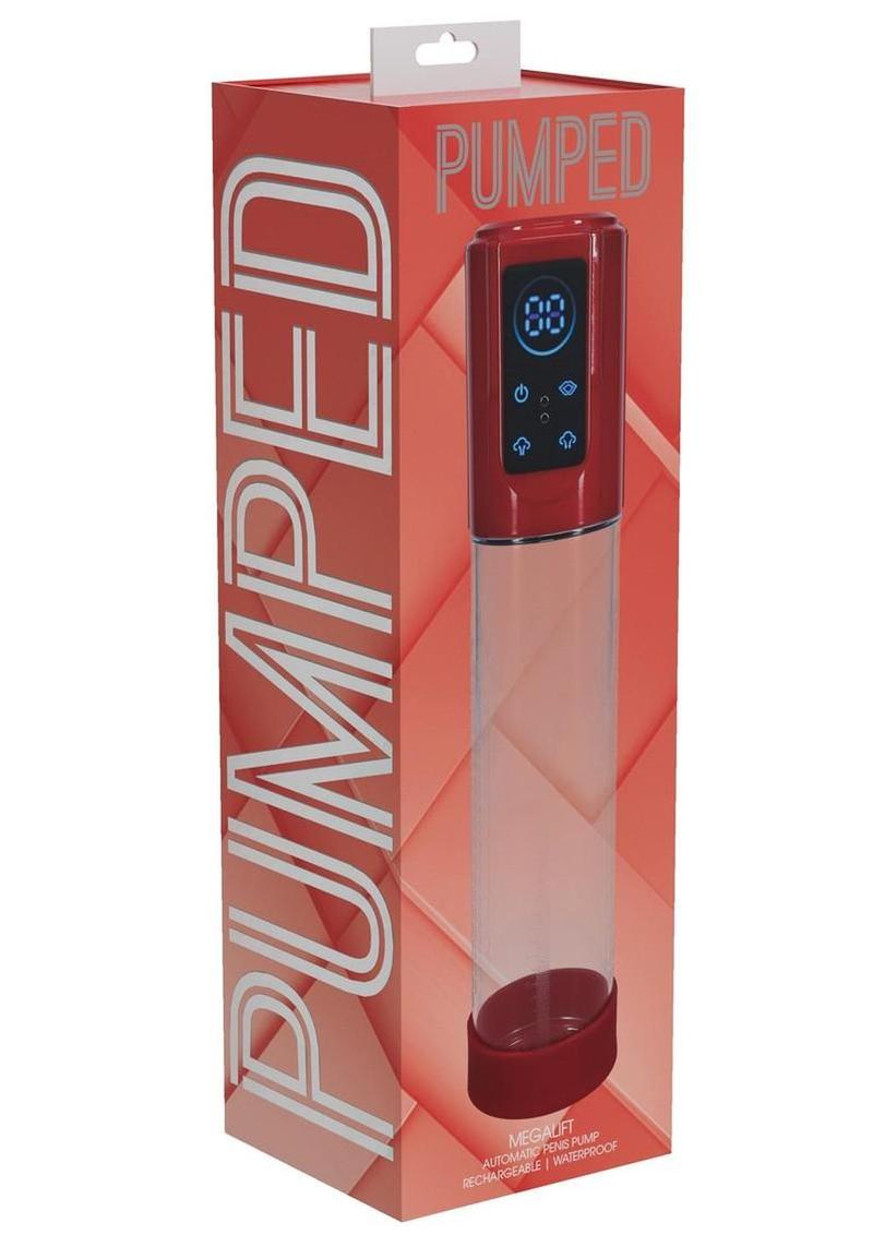 Bomba de pene automática recargable MegaLift de 6 funciones - Rojo metálico