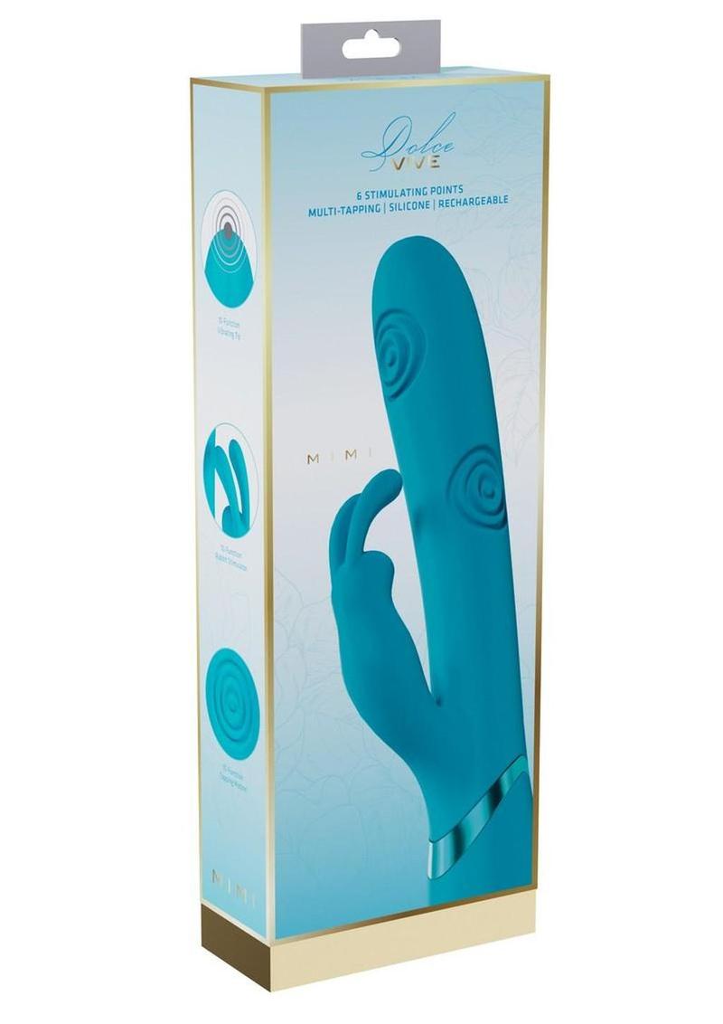 Vibrador conejito Vive Mimi de silicona recargable con 10 funciones, triple motor, con punto G y pulsaciones - Azul