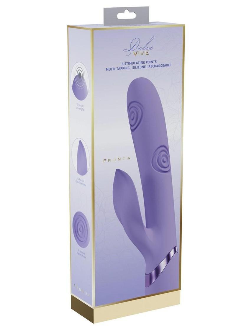 Estimulador de clítoris con vibración y pulsaciones de silicona Vive Fronda, recargable, con triple motor, para punto G - Lavanda