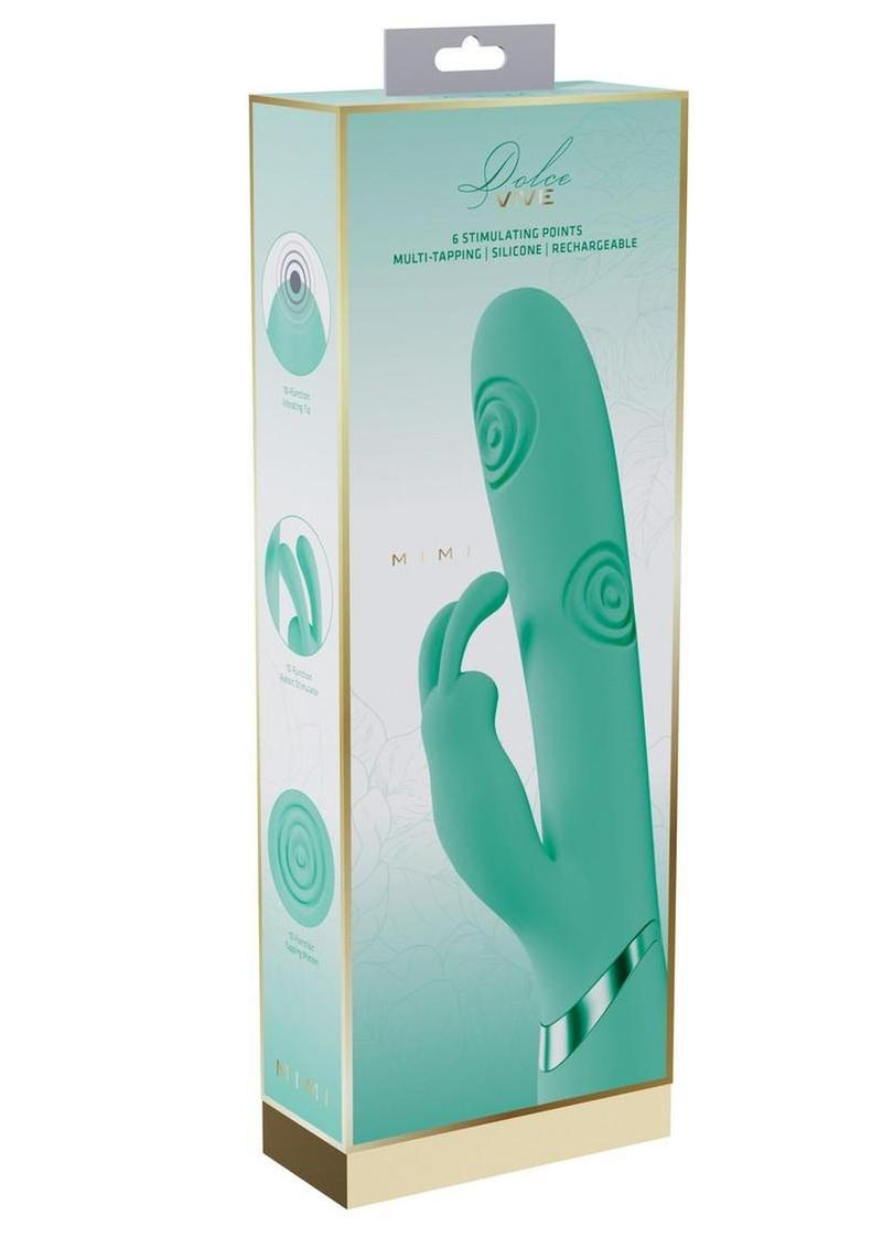 Vibrador conejito Vive Mimi de silicona recargable con 10 funciones, triple motor, con punto G y pulsaciones - Verde