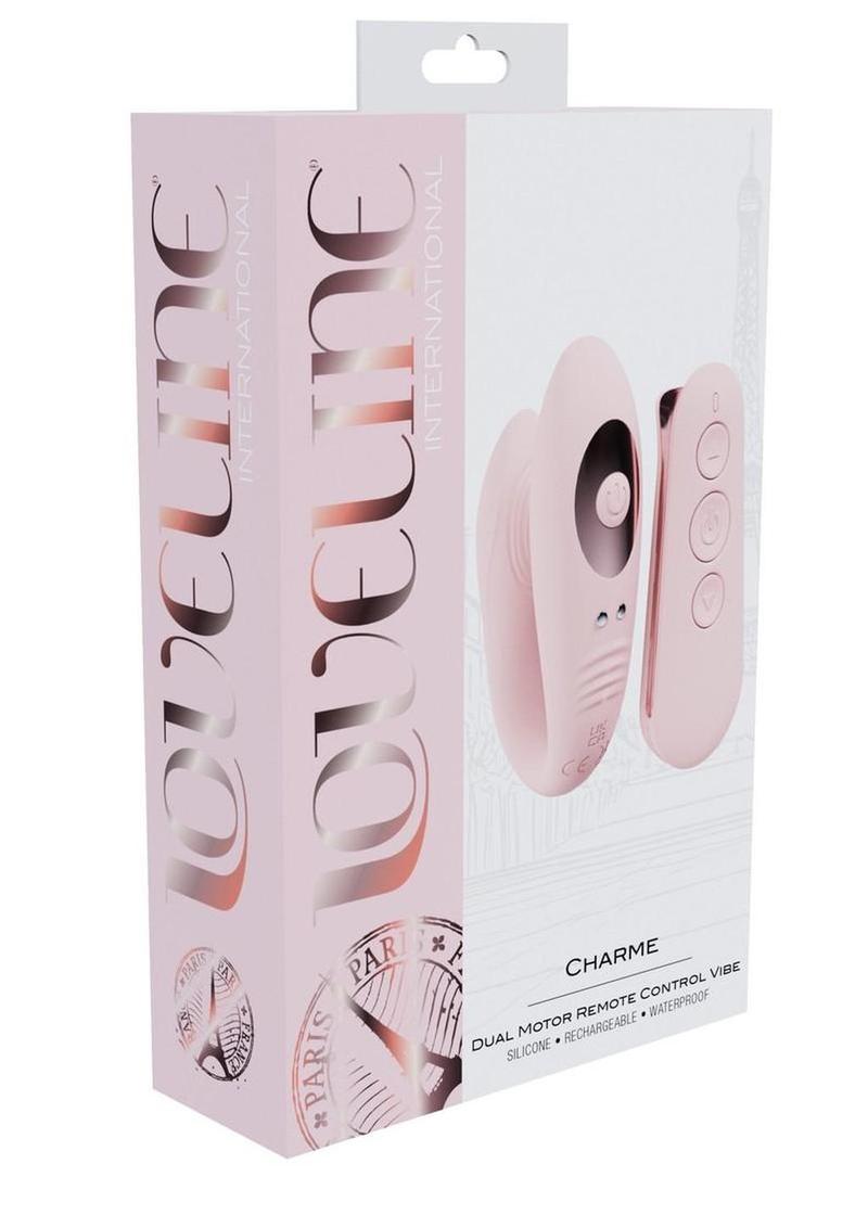 Vibrador recargable de silicona Loveline Charme con doble motor y control remoto - Rosa